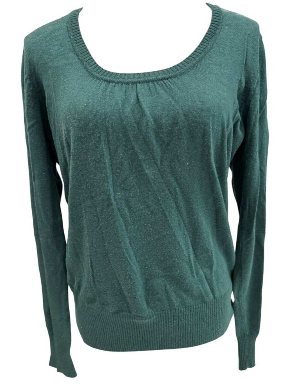 The Limited Womens Green Scoop Neck Lightweight Sweater With Button Cuff XL
